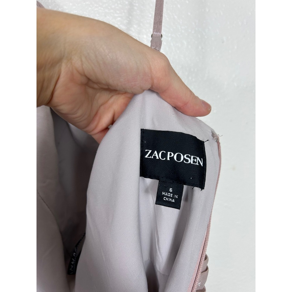 Zac Posen Halter Shiny Maxi Dress Blush Sz 6 Formal Glam Wedding - Picture 4 of 8